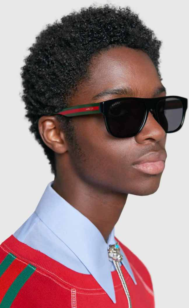 Lunettes de soleil Gucci Web GG0341S en actétate - Noir vue 2