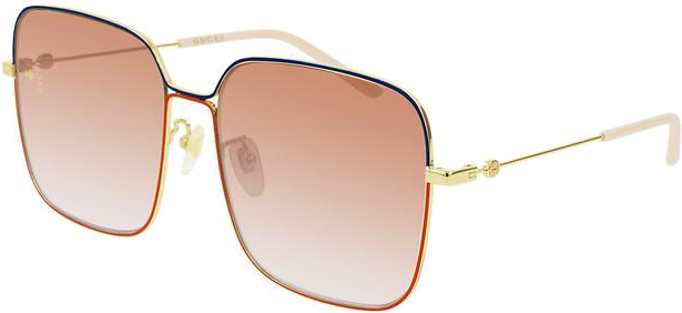 Lunettes de soleil Gucci GG0443S carrées en métal - Rouge vue 2