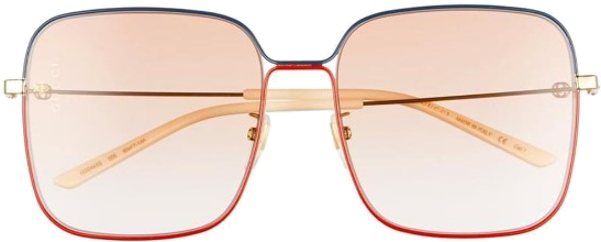 Lunettes de soleil Gucci GG0443S carrées en métal - Rouge vue 3