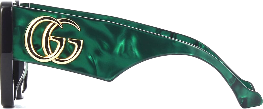Lunettes de soleil Gucci Logo GG0956S Oversize en acétate - Vert vue 3