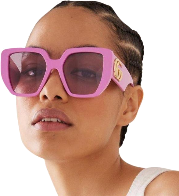 Lunettes de soleil Gucci Logo GG0956S Oversize en acétate - Rose vue 3