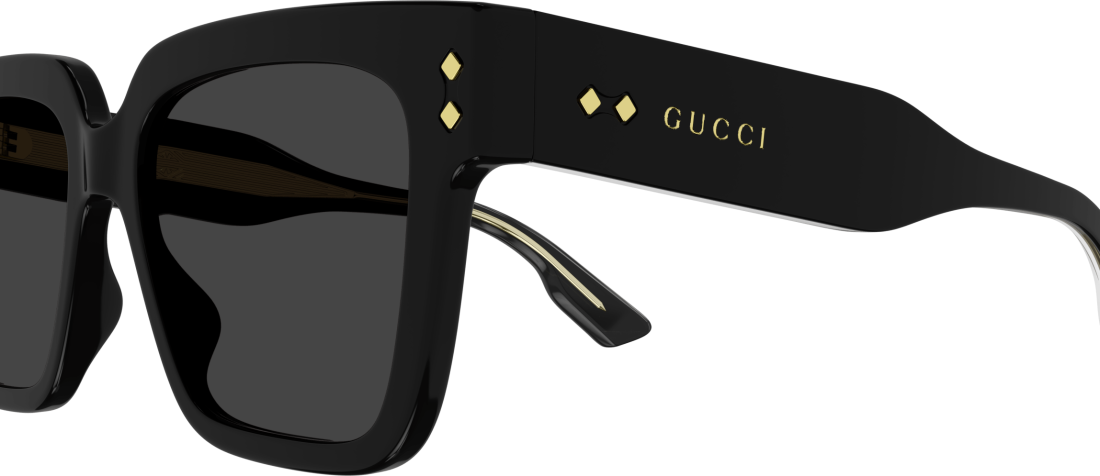Lunettes de soleil Gucci Logo GG1084S noires en acetate - Noir vue 2