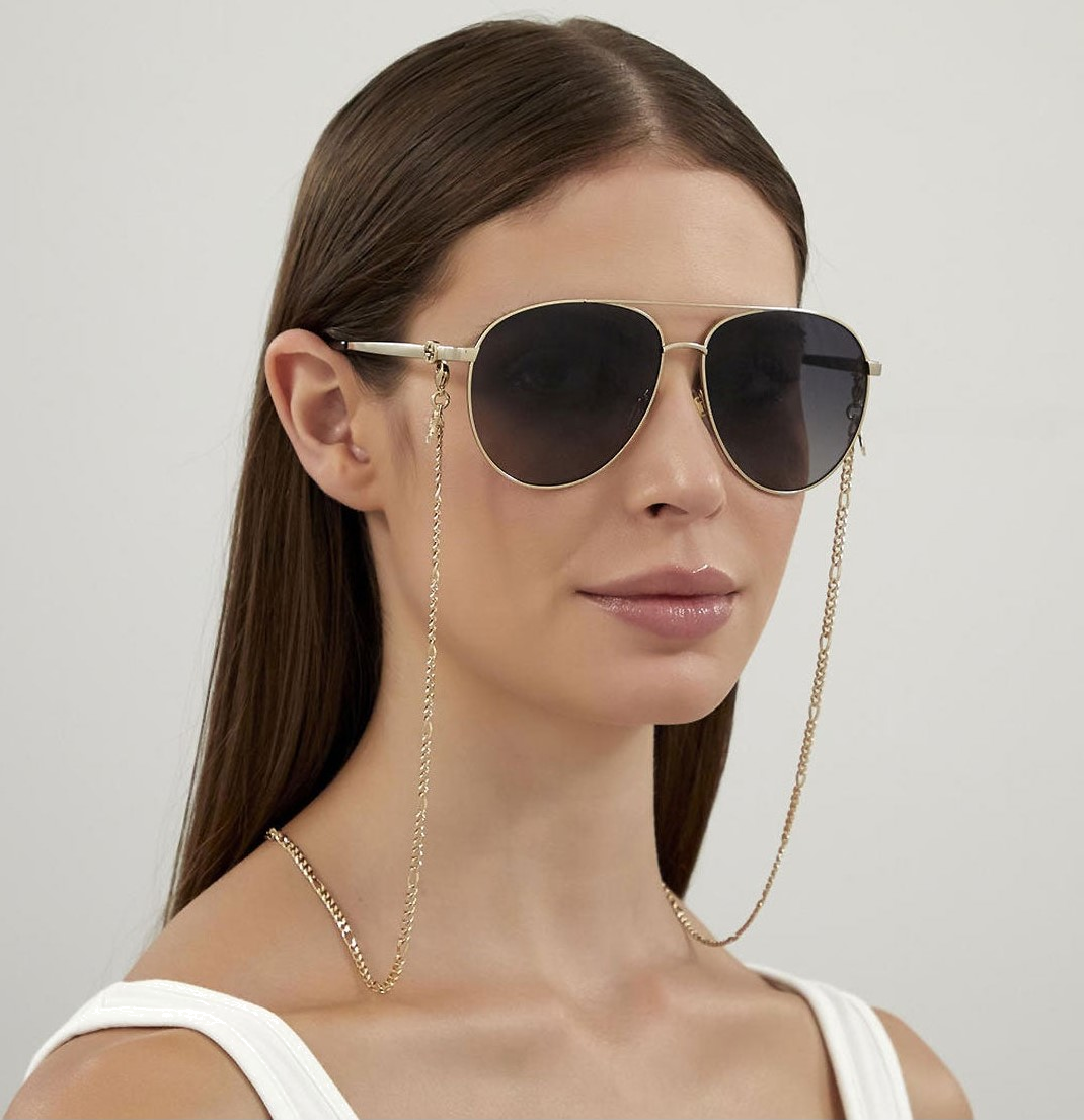 Lunettes de soleil Gucci GG1088S forme pilote en métal - Gris vue 2