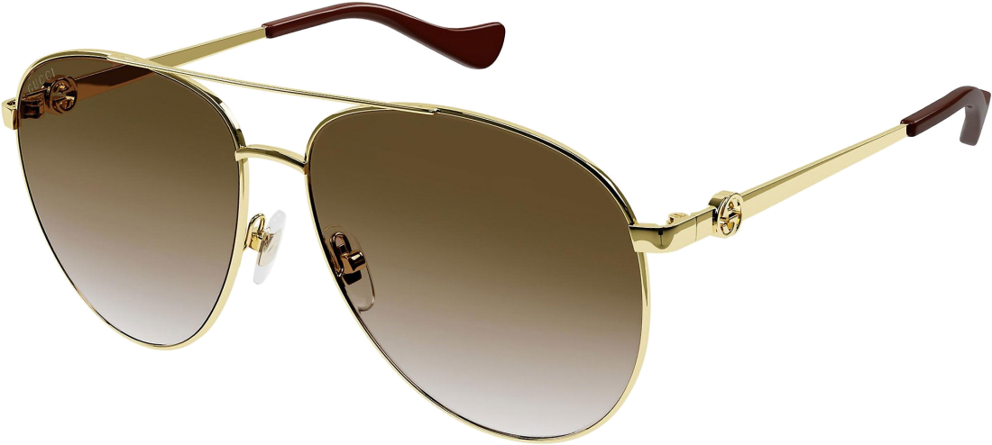Lunettes de soleil Gucci GG1088S forme pilote en métal - Marron vue 2