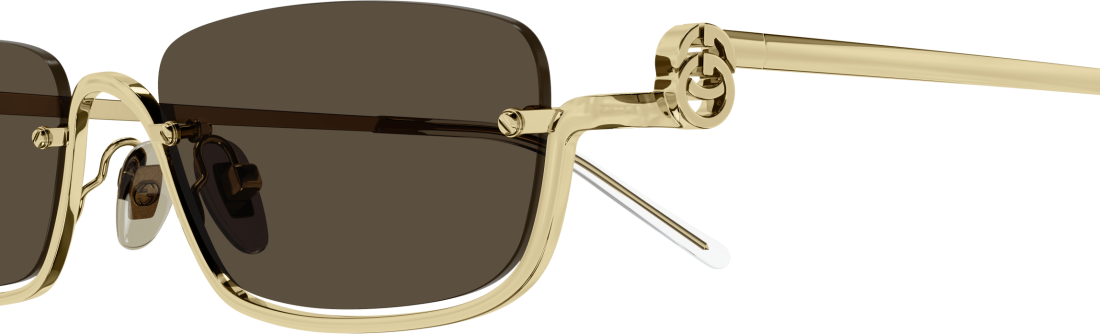 Lunettes de Soleil Gucci Logo GG1278S en métal - Marron vue 3