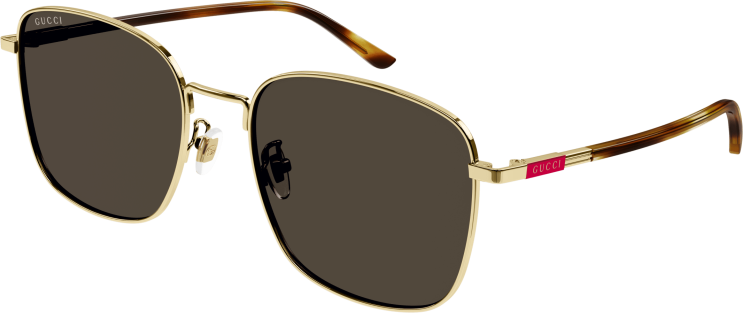 Lunettes de soleil Gucci GG1350S rectangulaires - Marron vue 2