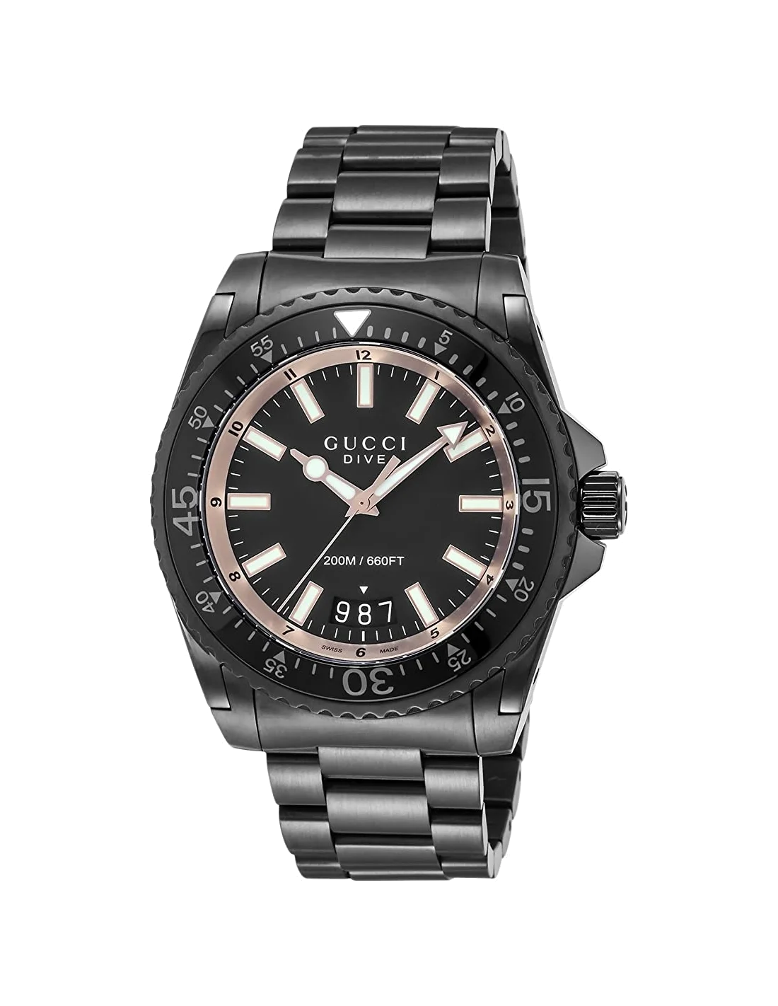 Gucci Dive YA136213 - Montre de plongée homme, boîtier et bracelet acier noir