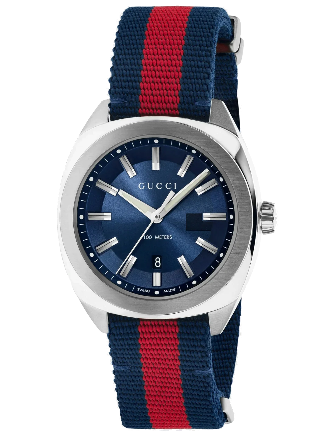 Montre Homme Gucci YA142304 Quartz, Cadran Bleu, Bracelet Nylon Bicolore