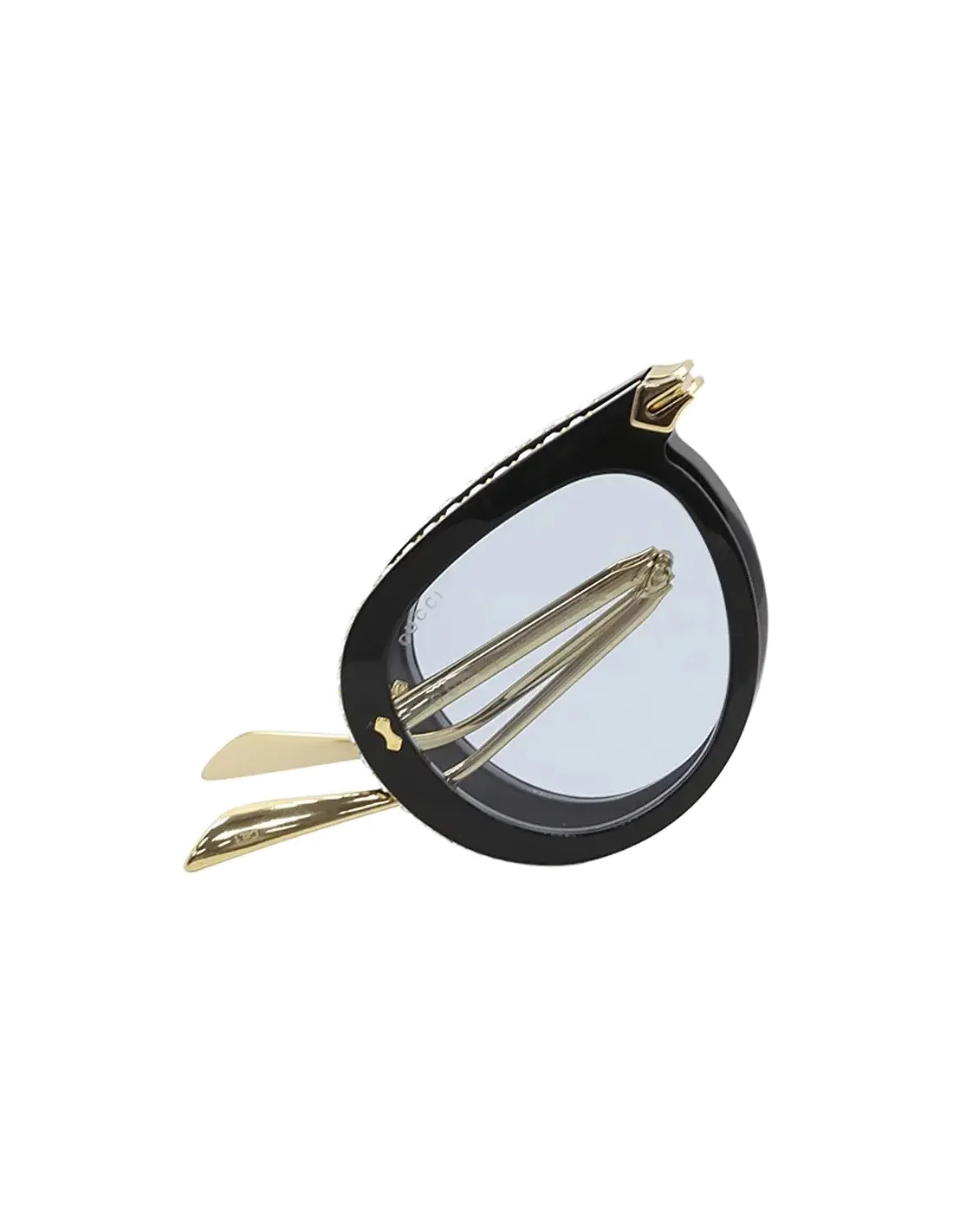 Lunettes de soleil Gucci GG0307S 002 pour femme, monture pilote noire ornée de brillants vue 3