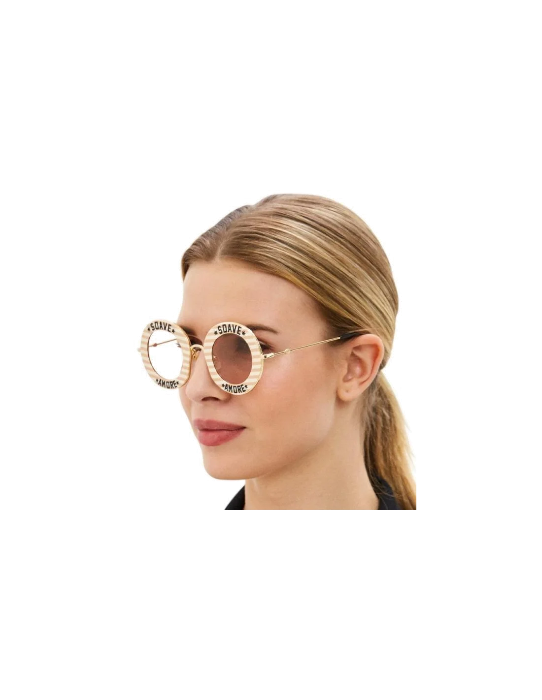 Lunettes de soleil Gucci Soave Amore GG0113S 009 rondes vue 4