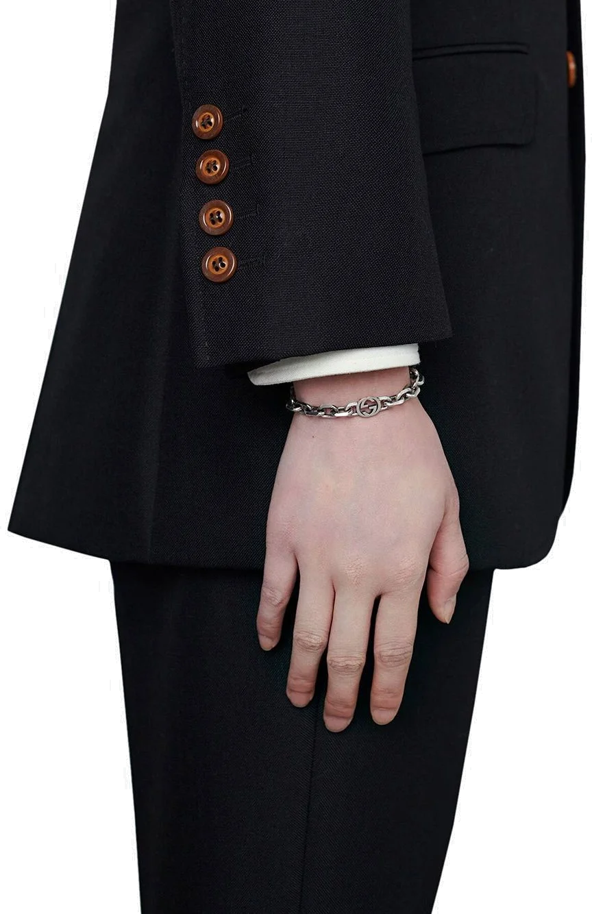 Bracelet Homme Gucci Argent 925 Chaîne Logo GG - Réf. 620798J8400 vue 2