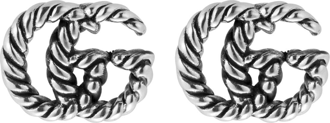 Boucles d'oreilles à tige Gucci GG Marmont en argent 925 vieilli - Réf. YBD62775500100U