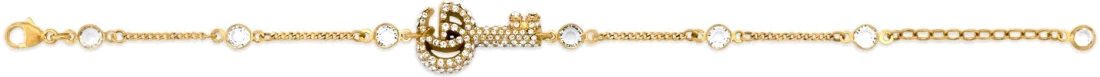 Bracelet Gucci Clé Double G en laiton plaqué or avec cristaux - Réf. 109523 - Pour femme vue 2