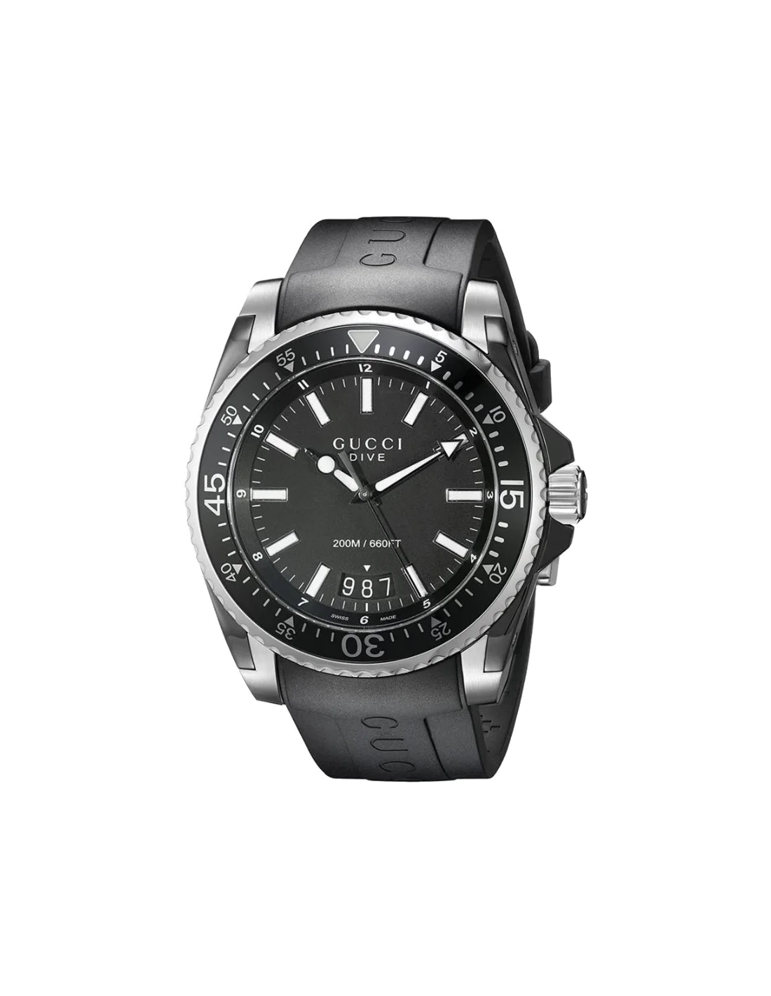 Montre Gucci Dive Homme YA136204 - Boîtier Silicone, bracelet caoutchouc noir