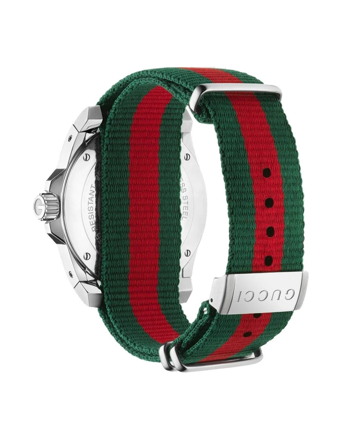 Montre Homme Gucci Dive YA136207 Bracelet nylon vert et rouge vue 3