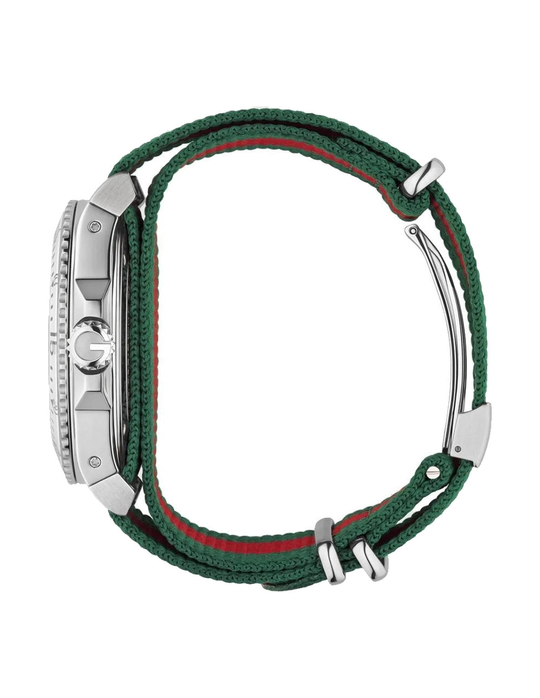 Montre Homme Gucci Dive YA136207 Bracelet nylon vert et rouge vue 5