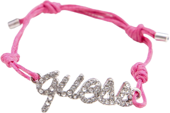 Bracelet cordon Guess ajustable logo incrusté de cristaux - Rose vue 2