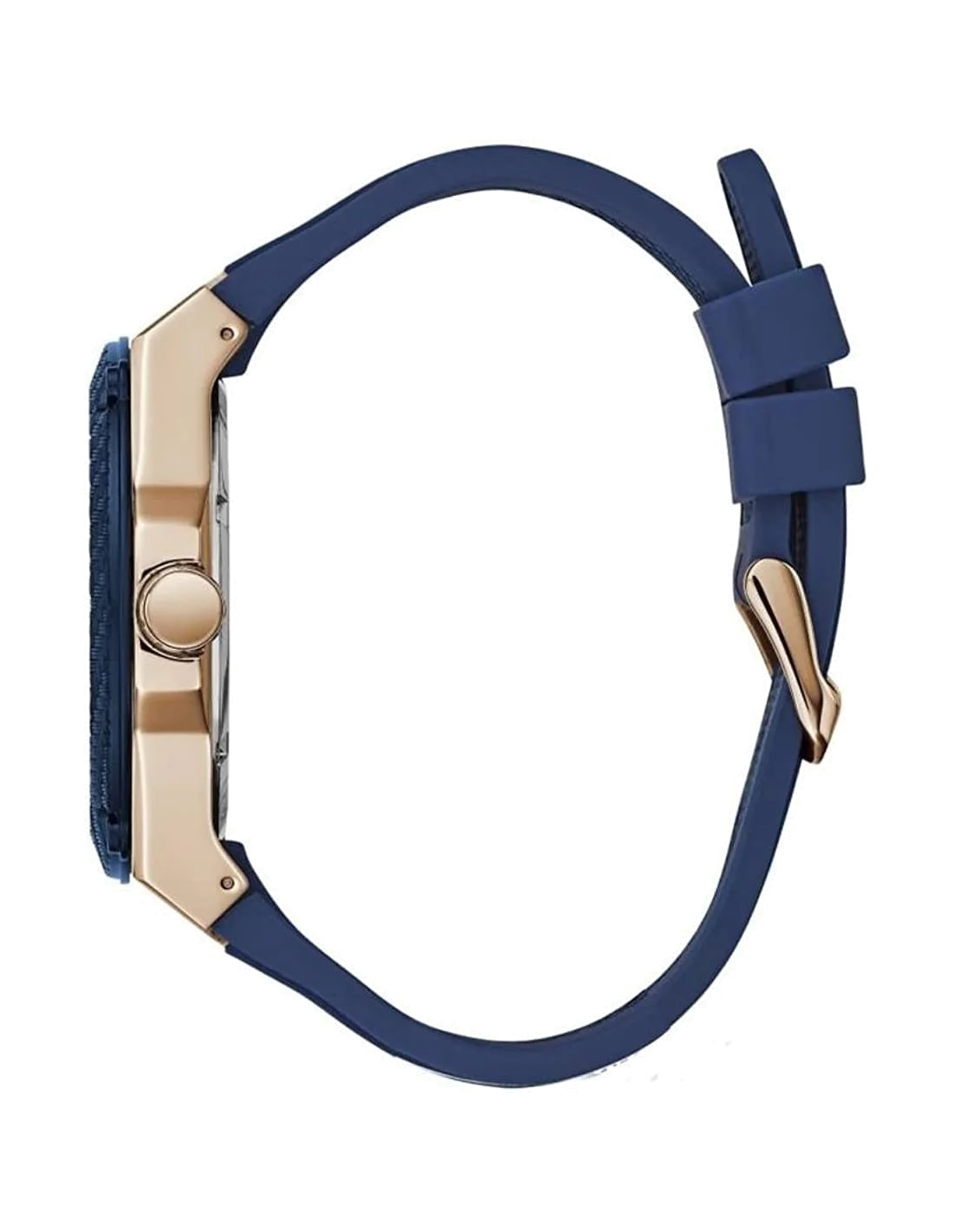 Montre Homme Guess Legacy W1049G2 - Chronomètre sport en silicone bleu et or rose vue 2