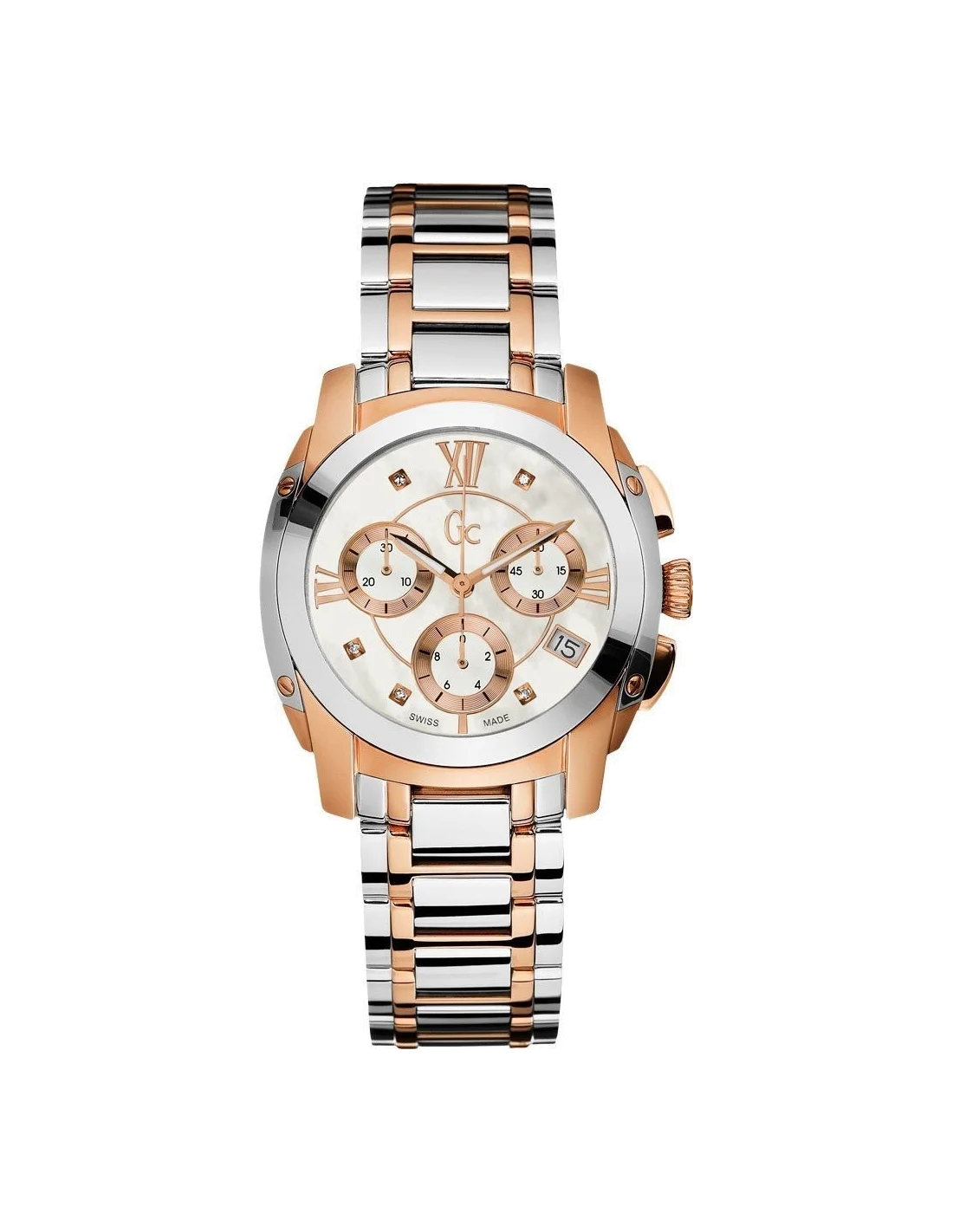 Montre Femme GC Guess Collection Bella Class 57102M1 Bracelet en acier de couleur argentée et or rose