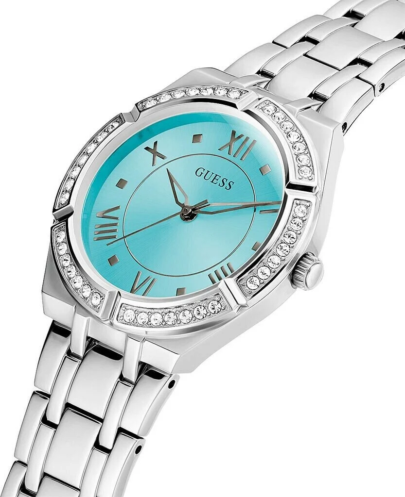 Montre Femme Guess Cosmo GW0033L7 - Cadran Turquoise & Bracelet Acier Argenté vue 2