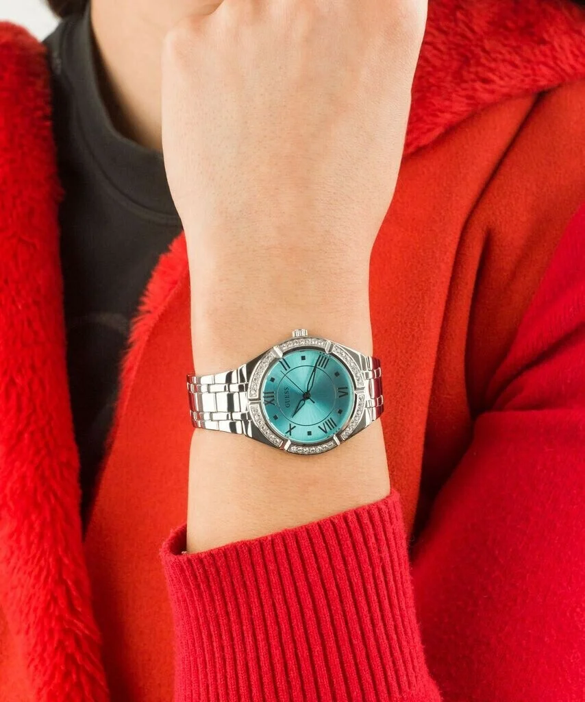 Montre Femme Guess Cosmo GW0033L7 - Cadran Turquoise & Bracelet Acier Argenté vue 5