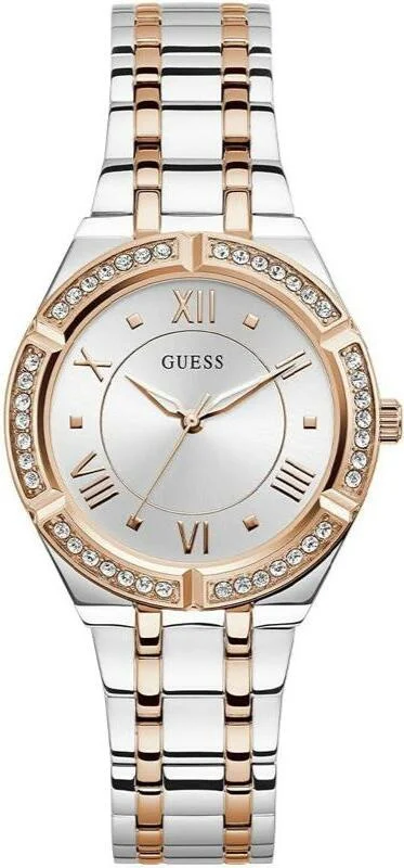 Montre Femme Guess Cosmo GW0033L9 - Cadran Argenté, Bracelet Acier Bicolore Argent & Or Rose