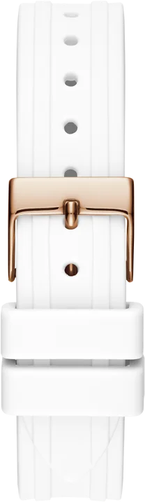 Montre Guess Femme GW0034L2 - Cadran Blanc, Bracelet Silicone Blanc, Boîtier Or Rose vue 4