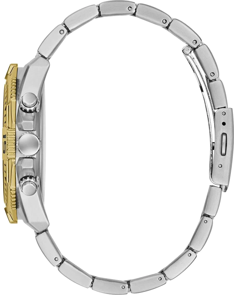 Montre Guess Homme GW0056G4 - Cadran Noir Multifonction, Bracelet Acier Bicolore Argent/Or vue 2