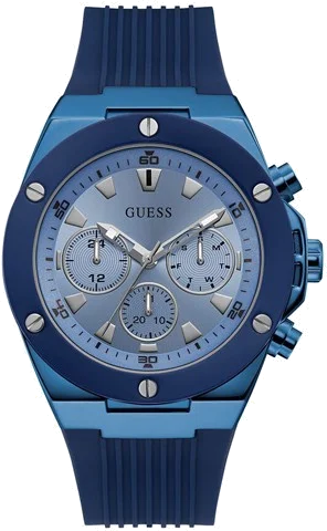 Montre Homme Guess Poseidon GW0057G3 en Acier Bleu et Bracelet Silicone