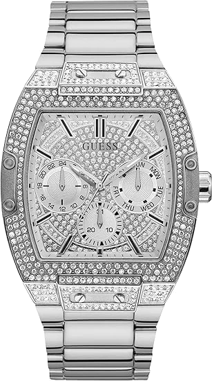 Montre Guess GW0094G1 Tonneau 43mm Acier Argent Micropavée Cristaux