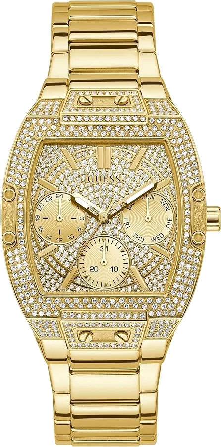 Montre-Bijou Guess Phoenix GW0104L2 pour Femme - Cadran Tonneau Doré PVD Acier Pavé Cristaux