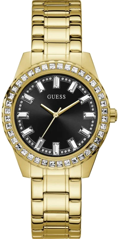 Montre Femme Guess GW0111L2 Sparkler - Boîtier Or Acier, Cadran Noir avec Cristaux