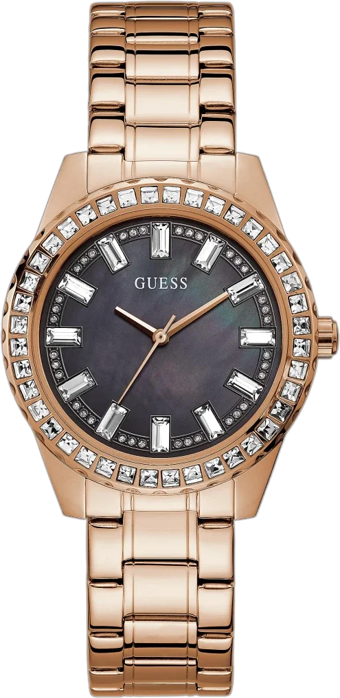 Montre Guess Femme GW0111L3 Acier Inoxydable Or Rose, Cadran Nacre Noire