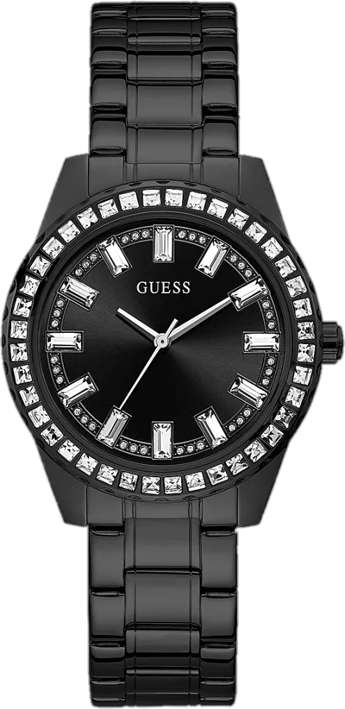 Montre Guess Sparkler GW0111L4 pour Femme, Boîtier et Bracelet Acier Noir avec Strass