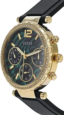 Montre Guess Femme GW0113L1 - Cadran Vert Imprimé, Bracelet Silicone Noir vue 2