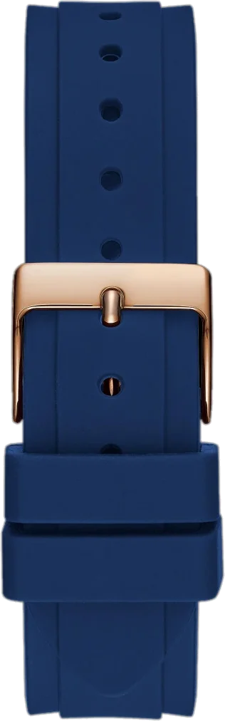 Montre Femme Guess Solstice GW0113L3 - Boîtier Or Rose, Cadran Argent, Bracelet Silicone Bleu vue 3