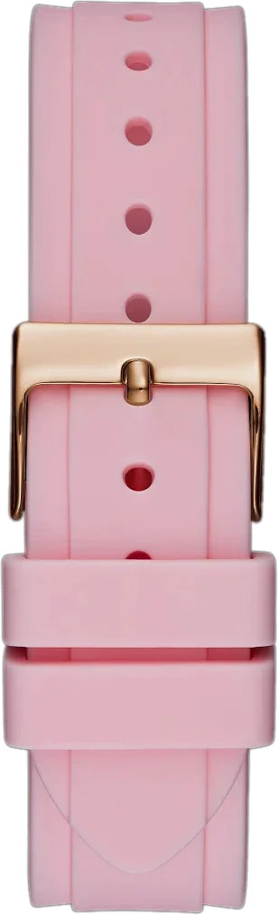 Montre Guess Solstice GW0113L4 pour Femme - Cadran Blanc, Boîtier Or Rose, Bracelet Silicone Rose vue 3