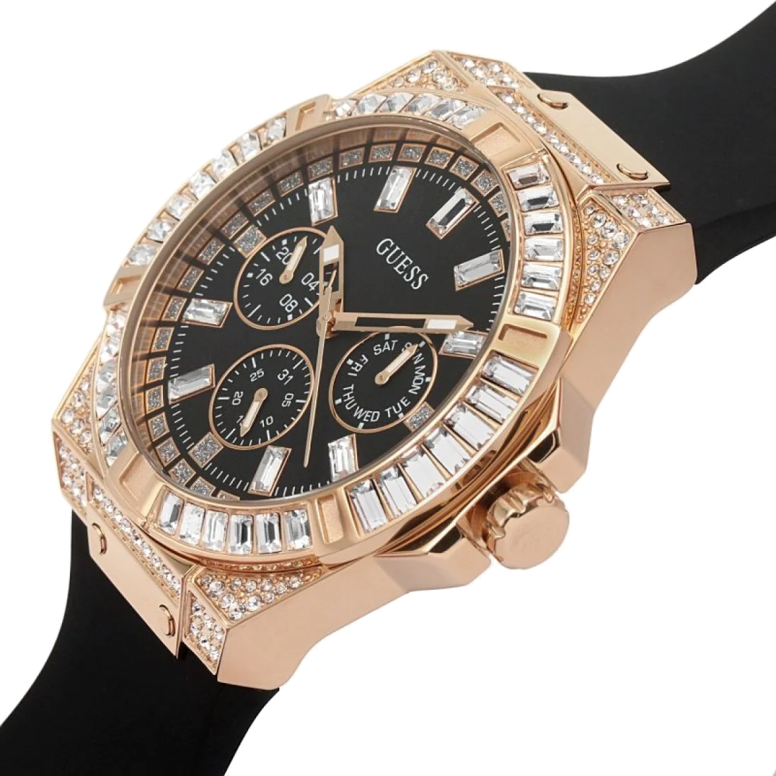 Montre Guess GW0118L2 pour Femme - Cadran et bracelet silicone noir vue 2