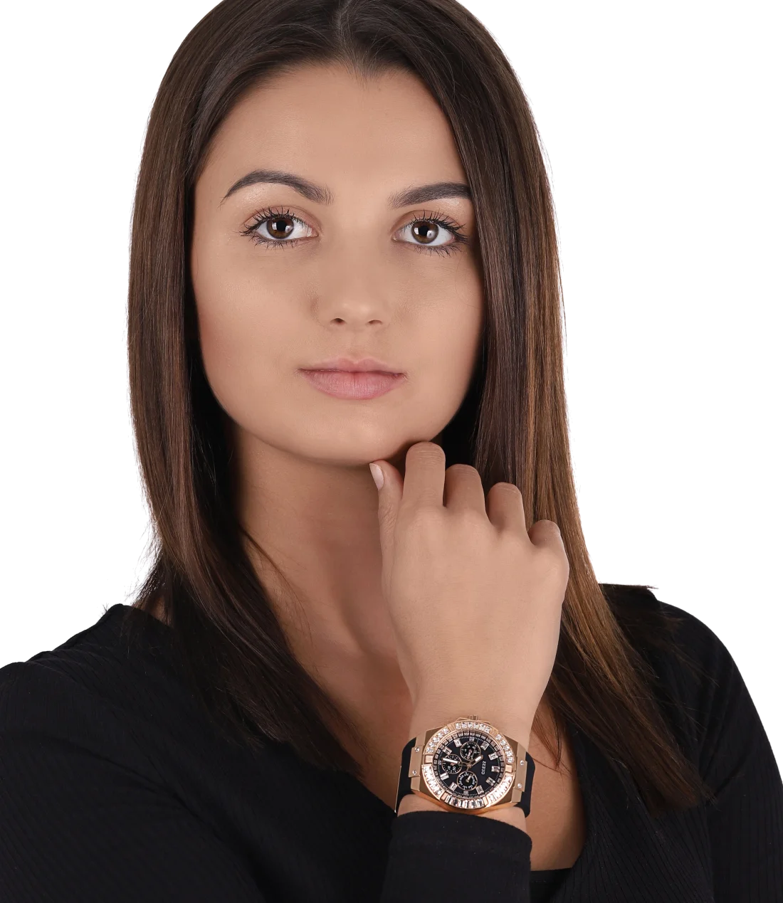 Montre Guess GW0118L2 pour Femme - Cadran et bracelet silicone noir vue 4