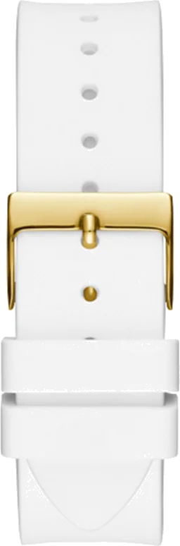 Montre Femme Guess GW0118L5 Venus - Boîtier Or, Cadran Blanc à Cristaux, Bracelet Silicone Blanc vue 3