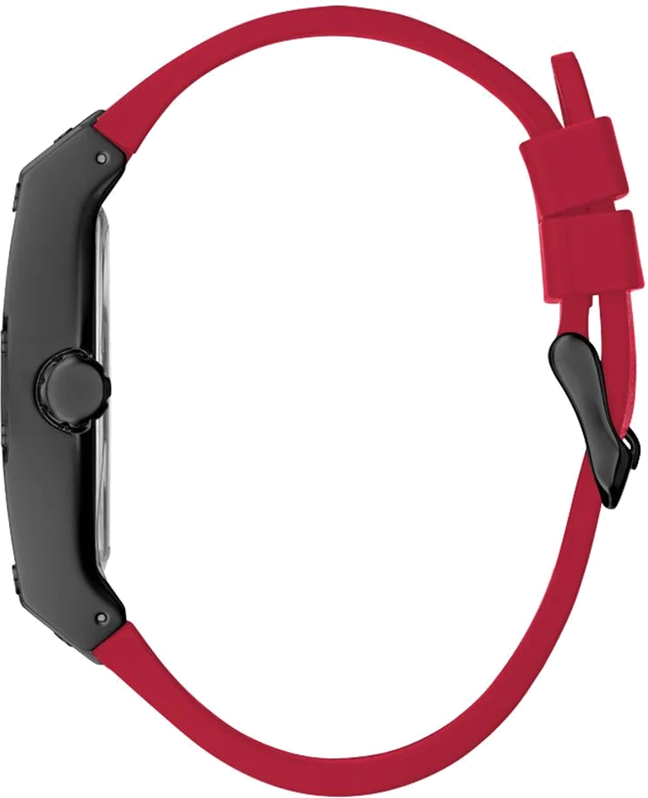 Montre Guess Phoenix GW0202G7 pour Homme - Cadran noir tonneau 43mm, bracelet Cuir noir et rouge vue 2