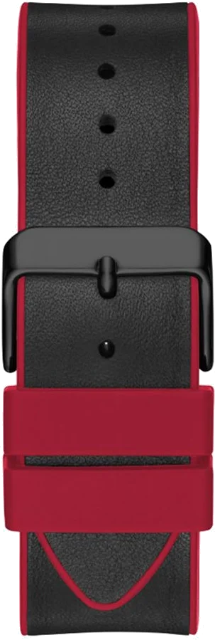 Montre Guess Phoenix GW0202G7 pour Homme - Cadran noir tonneau 43mm, bracelet Cuir noir et rouge vue 3