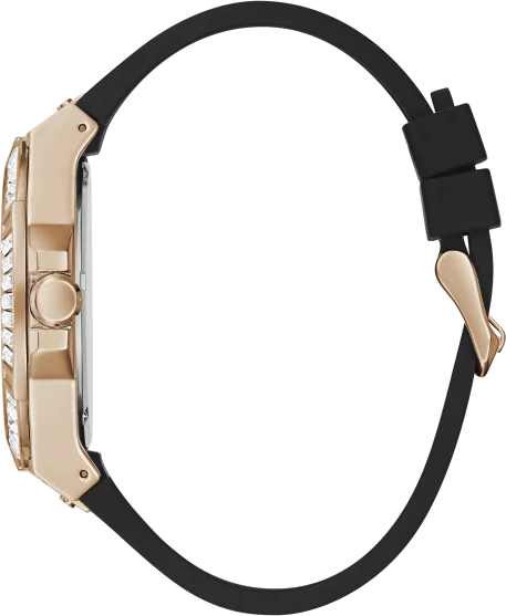 Montre Homme Guess GW0208G4 - Boîtier Or Rose 47mm, Cadran Noir, Bracelet Silicone Noir vue 2