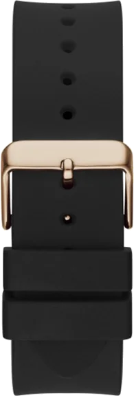 Montre Homme Guess GW0208G4 - Boîtier Or Rose 47mm, Cadran Noir, Bracelet Silicone Noir vue 3