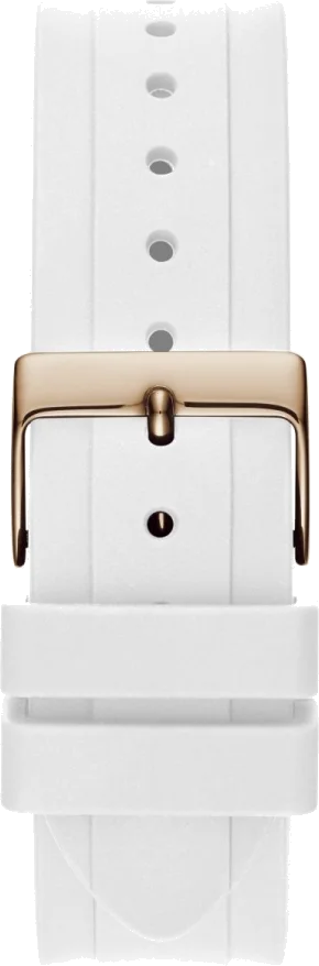 Montre Guess Moonlight GW0257L2 pour Femme - Boîtier Or Rose Strass, Bracelet Silicone Blanc vue 3
