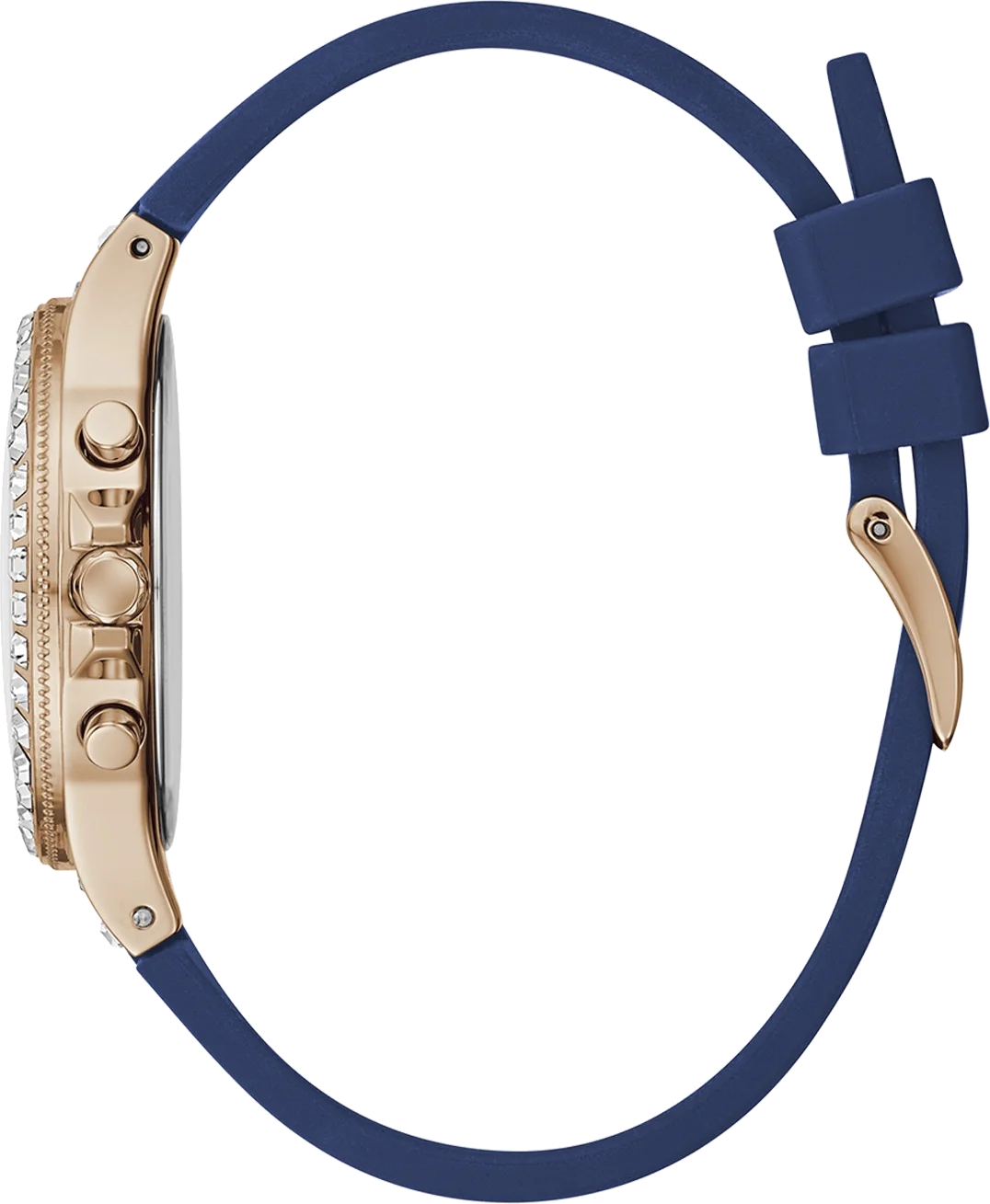 Montre Femme Guess GW0257L3 Moonlight - Cadran Blanc, Boîtier Or Rose, Bracelet Silicone Bleu vue 2