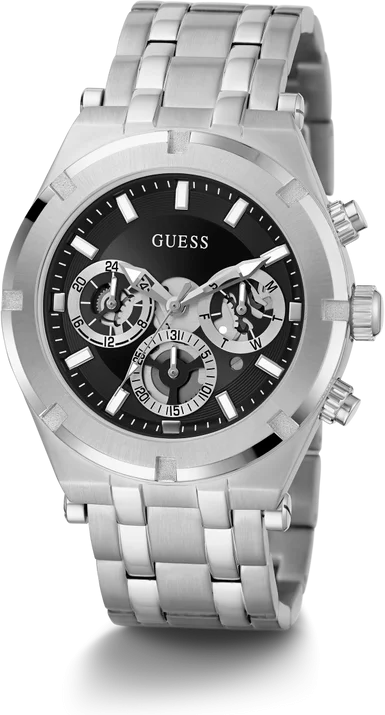 Montre Homme Guess GW0260G1 Continental en Acier Argent avec Cadran Noir Multifonction vue 2