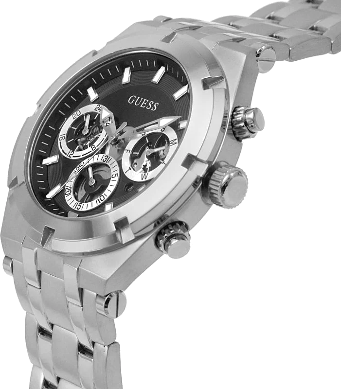 Montre Homme Guess GW0260G1 Continental en Acier Argent avec Cadran Noir Multifonction vue 3