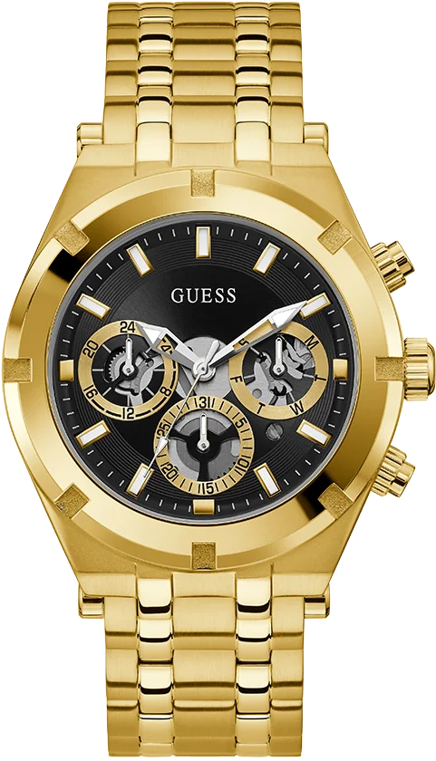 Montre Homme Guess GW0260G2 en Acier Doré, Cadran Noir Squelette 44mm
