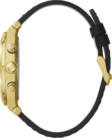 Montre Homme Guess GW0262G2 Cadran Multifonctions Noir Boîtier Or Bracelet Cuir vue 2
